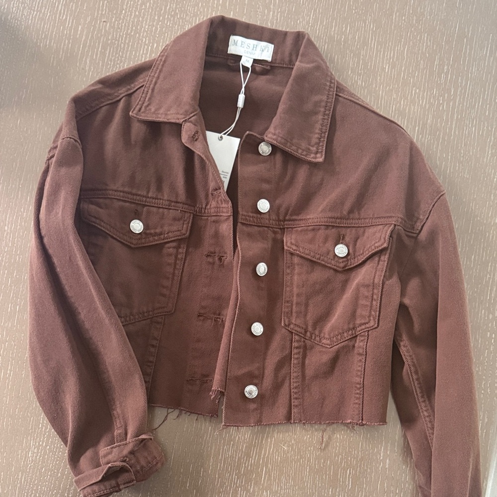 Meshki Cropped Denim Jacket in Rust